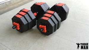 TOUGHMAN ดัมเบล พลาสติกเหลี่ยม ปรับน้ำหนัก 10-20 กิโลกรัม ฟรี!! ข้อต่อดัมเบล 40 เซน โปสเตอร์