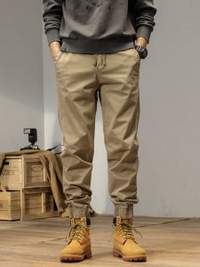 Nam Thu Đông Quần Dáng Rộng Cotton Polyurethane Sợi Đàn Hồi Giữa Eo Quần Jogger Hợp Thời Trang Thể Thao Quần Dài