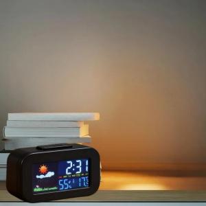 EELHOE | [C] Weather Station Clock With Color Display - Temp & Humidity Monitor Backlit For Kids & Teens Perfect For Bedroom/Dorm Desk