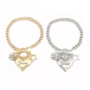 SUMENG | New Big Heart Charm Hallowout Star Fire Ball Bracelet for Women Imitation Pearl Cute Charm Lock Closure Ins Bracelet Jewelry