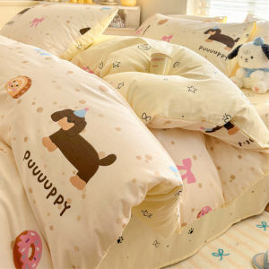 ENXING | Bộ Drap Giường Ký Túc Xá Hình Hoạt Hình 100% Cotton 4 Món