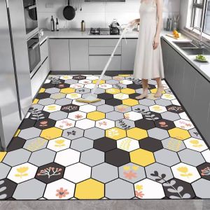 VIKAMA กํามะหยี่พรมห้องครัวแผ่นพื้น Anti-SLIPดูดซับน้ําน้ํามัน Quick-Drying ห้องน้ําและห้องน้ําคริสตัลตกแต่งบ้าน