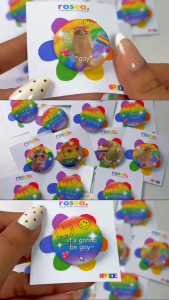ROSEA PRIDE MONTH BUTTON PINS 32MM MEMES RAINBOW LGBTQ +