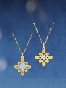 Intricate Firework Engraved Sterling Silver Lock Bone Necklace