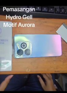 Hydro Gel Back Skin Motif Aurora Shining & Anti Gores Belakang Bening Aurora untuk Samsung & Infinix