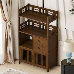 Chinese Style Tea Table Multi-functional Solid Wood Storage Rack Display Shelf Bookcase Multiple Layers Organizer Stand