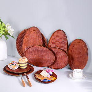Chinese Style Wedding Celebration Bamboo Coffee Serving Tray Multi-Functional round Storage Plate for Fruit And Dim Sum