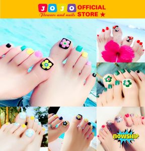 Set 24 móng chân giả trơn J135 nhiều màu sắc kèm keo dán tại nhà