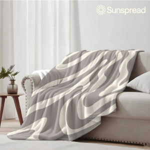 Beast Kingdom | Gray Abstract Wave Soft Warm Flannel Blanket Lightweight Cozy Christmas Halloween Home Decor Room