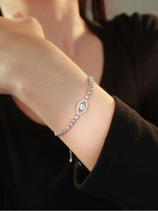 Flashy 925 Sterling Silver Evil Eye Bracelet for Women Luxury Minimalist High-End Sensation Non-Fading Fashion Jewelry Accessory