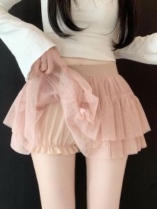 French Style Cake Skirt High Waist Elastic Slimming Mesh Half Skirt Womens Summer New Anti-Light A-Line Skirt Pants