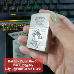 Bật Lửa Zippo Giả Cổ Đại Tướng Mỹ Đáy Dập Đời La Mã E-XVI ( Có Hộp Tặng Kèm Phụ Kiện)