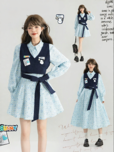 KEIKO | Đầm Gingham Phong Cách Thời Trang Cao Cấp Kiểu Hai Mảnh Đai Buộc Tại eo