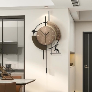 Light Luxury Lucky Deer Hanging Clock Luxurious Living Room Modern Creative Silent Clock