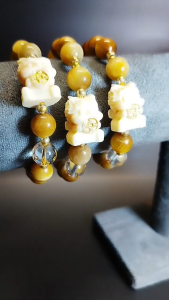 Golden Tiger Eye Money Catcher Lucky Mantra Bracelet 10mm | Charms Theory | Natural Crystals