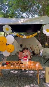 Phụ Kiện Trang Trí Sinh Nhật - Dây chữ Happy Birthday Hình HOA CÚC Trang Trí Sinh Nhật Phong Cách Hàn Quốc