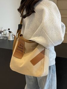 Casual Canvas Tote Bag Large Capacity Commuter Crossbody Bag Single Shoulder Sling Bag for Students Class 2025 New Model