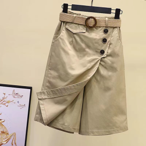 Womens Half Skirt New Fashion Casual Loose Versatile Simple Straight Skirt for Women (Free Belt)
