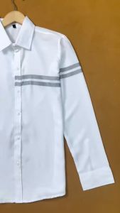 ÁO SƠ MI TAY DÀI PHỐI VIỀN SỌC NGANG HỢP GU PHONG CÁCH LỊCH LÃM SANG TRỌNG