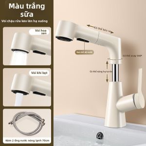 Vòi Nước Lạnh Nóng Kiểu Kéo Xuống Màu Kem