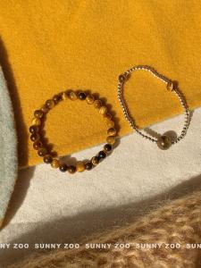 New Chinese Style Handmade Tiger Eye Stone Bracelet Vintage Merlot Versatile High-End Feeling Womens Fashion Jewelry Accessory