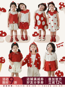 Chic Polka Dot Summer Series Childrens Hooded Jacket Color Block Collar Top Set Cute Girl Outfit Cotton Blend Fabric Casual Style