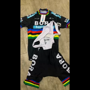 BORA-Hansgrohe Powerband Cycling Jersey Set Half Sleeve Bike Shirt & Shorts with 20D Pads for MTB & Road Bikes Comfortable & Versatile