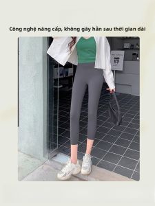 MiiOW | Quần Capri tập yoga cho nữ mùa hè 2024 Quần Capri đi biển mới cạp cao ống đứng vải lụa băng