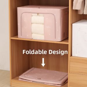Satin Large Capacity Foldable Storage Box With Transparent Window