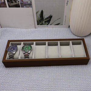 DOKW Jewelry Tray Wooden 6 Grid Watch Organizer Tray for Men Girls Jewelry Counter Stores