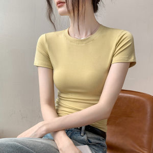 GEBEISHANG | Red Round Neck T-Shirt Slimming Breathable Summer Womens