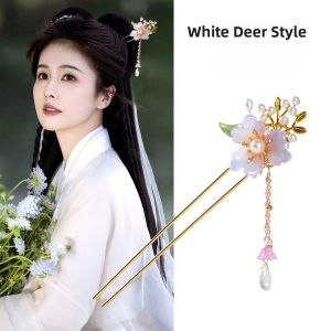 Traditional Chinese Hanfu Hairpin: Tassel Hairpin - A Simple Back Hair Accessory for Daily Use Hanfu Hairdo