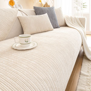 Đệm Thông Dụng Bốn Mùa Bọc Ghế Sofa Mềm Có Sọc Đệm Sofa Mật Độ Cao Chenille Chống Trượt Sang Trọng Vỏ Trang Trí Sofa Màu Kem Thảm Ghế Sô Pha Đệm Chống Bụi