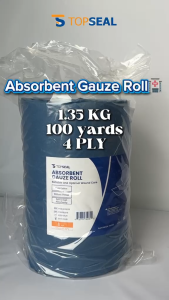 TOPSEAL ABSORBENT GAUZE ROLL 100 Yards (1.1 kg) Cotton Gauze Dressing High Absorbency Non-sterile for Wound Care. 5 METER / 100 YARD UNFOLDED EDGE NON-STERILE 36" X 100 YARDS.