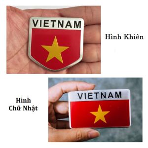 Tem nhôm Logo hình lá cờ Việt Nam - Dán trang trí ô tô xe máy laptop.....