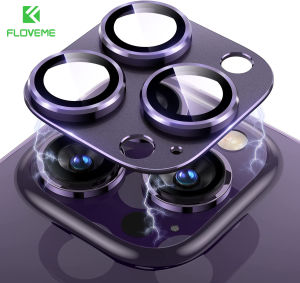 Floveme Cho iPhone 15 Pro Max Kim Loại Kính ống kính máy ảnh bảo vệ cho iPhone 15 Cộng Với 14 13 Mini 12 11 Vòng Kim Loại Kính cường lực Màn Hình Bìa Cho iPhone 15Promax 14Pro thấu kính thay thế Cap