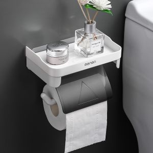 Bathroom Waterproof Tissue Box Holder Wall Mounted Toilet Paper Rack Nordic Style Storage Shelf Toilet Tissue Holder No Drilling