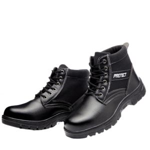 Safety Shoes Men Plastic Toe Cap Anti-smashing Anti-piercing Anti-Fire Leather