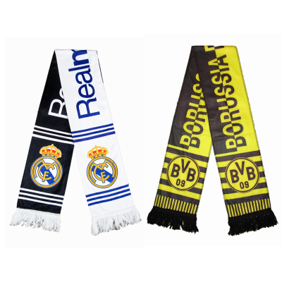 ผ้าพันคอฟุตบอล ผ้าพันคอรักษาความอบอุ่น บาร์เซโลนา AC Milan Real Madrid ผ้าพันคอสำหรับงานปาร์ตี้กีฬา