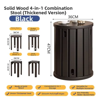 ASHU | Stackable Wooden Round Stool