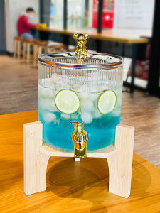 Self-Service Commercial Beer And Coca-Cola Glass Bubble Barrel with Tap High Temperature Resistant Fruit Juice Cold Drink Container