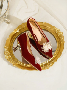 Josiny | Red Bridal Comfortable Two-Way Wear High Heels