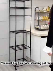 Kitchen Storage Rack Organizer Microwave Shelf Multi-Layer Storage Organizer Bedroom & Bathroom Black/White