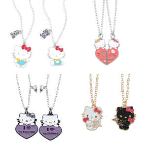 Sanrio | 1Pair of Hello Kitty Couple Necklaces Best Friend Pendant Necklaces Valentines Day Gift Accessories