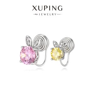 XUPING | Bông Tai Thiết Kế Tai Thỏ Đối Chiếu Màu Nhỏ Dễ Thương Đeo Bấm