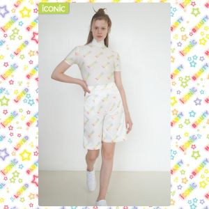 กางเกงผญ ผ้าไหม พิมพ์ลาย กางเกงขาสั้น กางเกงทำงาน กางเกงผ้าไหม กางเกงหรู กางเกงเอวสูง กางเกงไฮโซ - iCONiC CREST PANTS #7183