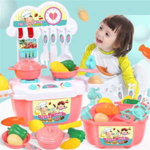 22pcs Childrens Kitchen Toys Childrens Play House Mini Kitchen Toy Set Cooking Toys Set Fake Chef Toys Gift