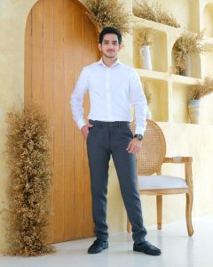 [ELQOIS] Celana Kerja Formal  Pria Slimfit STRETCH bahan semiwool melar 5cm Hitam Abu Navy