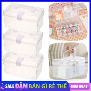 Hộp Đựng Đồ Đa Năng Để Bàn Trong Suốt Có Quai Xách Bằng Nhựa PP An Toàn Tiện Lơi - Hộp Thuốc Y Tế Cho Gia Đình Có Tay Cầm  Khoá Hộp Gọn Gàng Tiện Lợi Đa Năng / Hộp Lưu Trữ Có Quai Xách