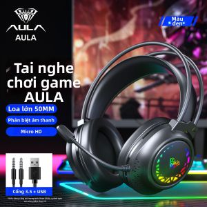 AULA | Tai nghe gaming có dây chụp tai 50MM với mic HD cho PC laptop thoải mái chơi lâu